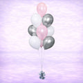 Pink, Silver and White Balloon Bouquet- 10 Balloons
