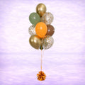 Brown, Eucalyptus, Orange and Reflex Gold Confetti Balloon Bouquet- 10 Balloons