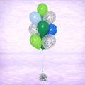 Blue and Green Confetti Balloon Bouquet- 10 Balloons
