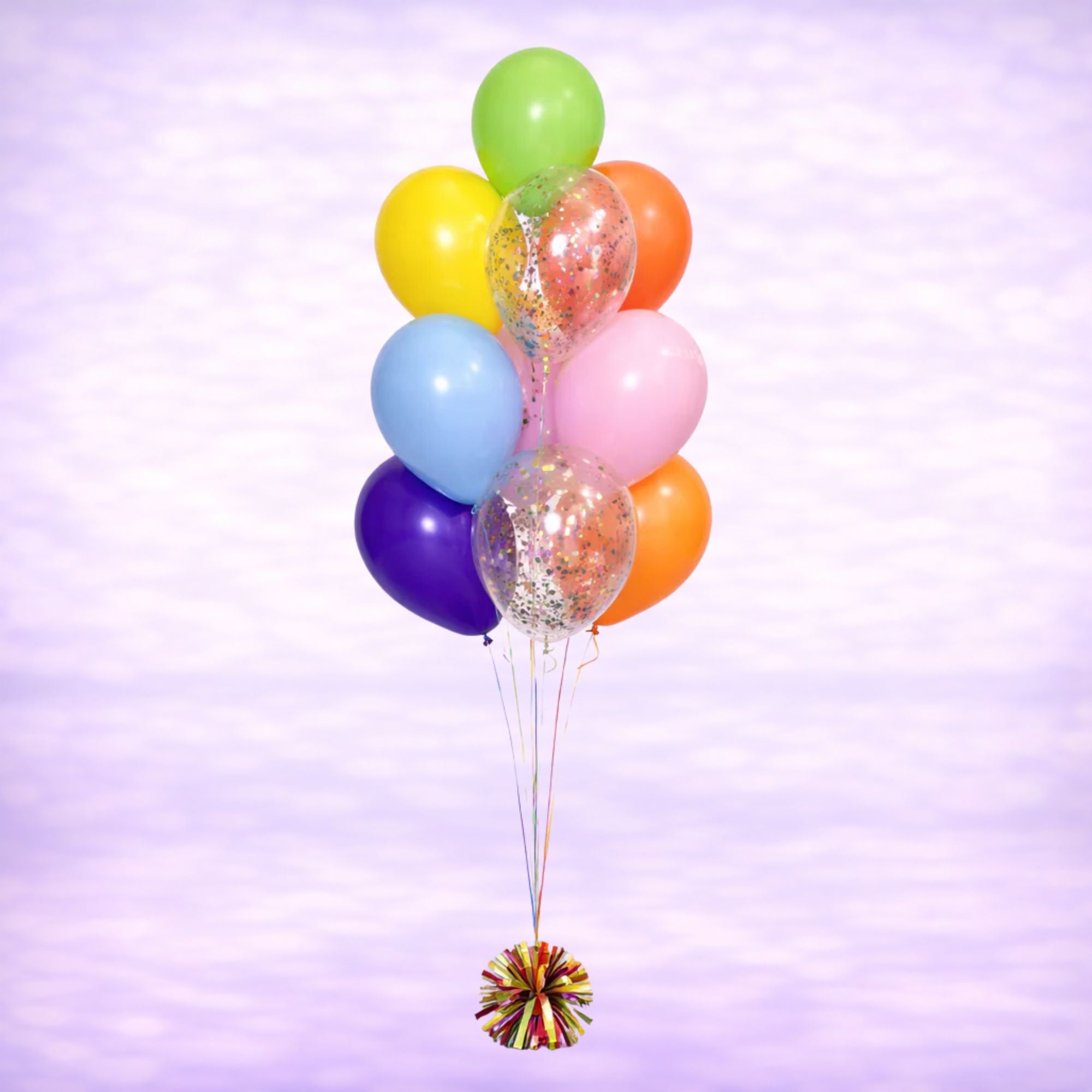 Rainbow Confetti Balloon Bouquet- 10 Balloons