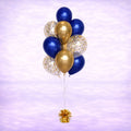 Reflex Gold and Blue Confetti Balloon Bouquet- 10 Balloons