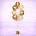 Reflex Gold and White Confetti Balloon Bouquet- 10 Balloons