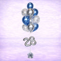 Chrome Blue and Chrome Silver Confetti Balloon Bouquet with 16" Number- 10 Balloons