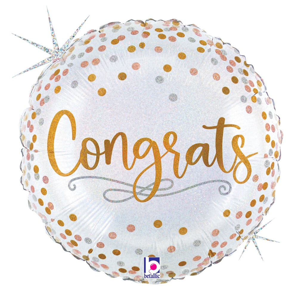 Congrats Confetti Mylar Balloon 18"