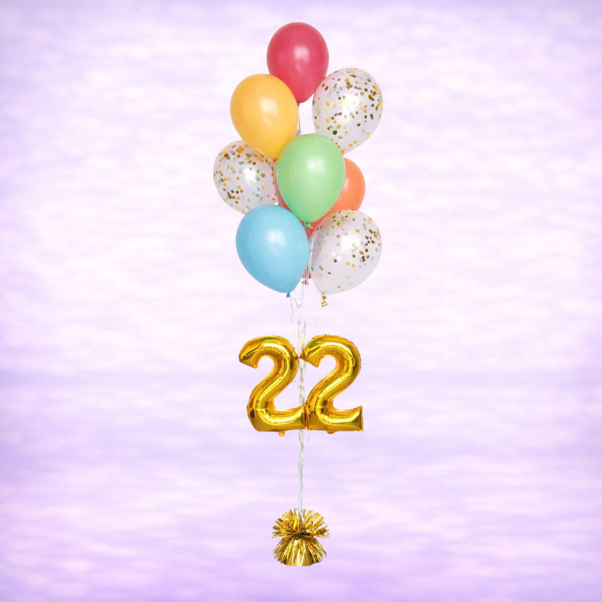 Rainbow Confetti Balloon Bouquet with 16" Number- 10 Balloons