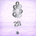 White and Chrome Silver Balloon Bouquet with 16" Number- 10 Balloons