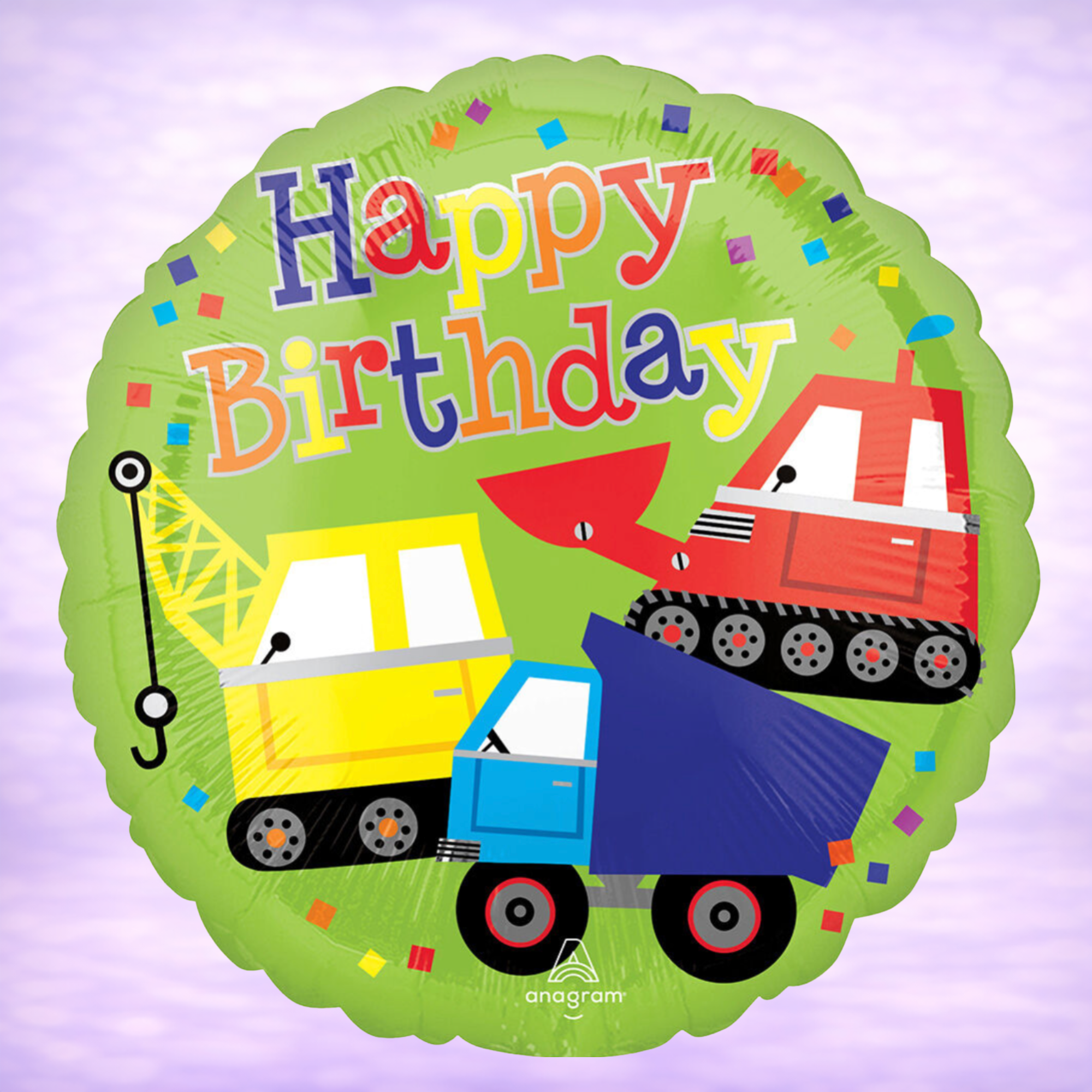 Happy Birthday Trucks Mylar Balloon 17"