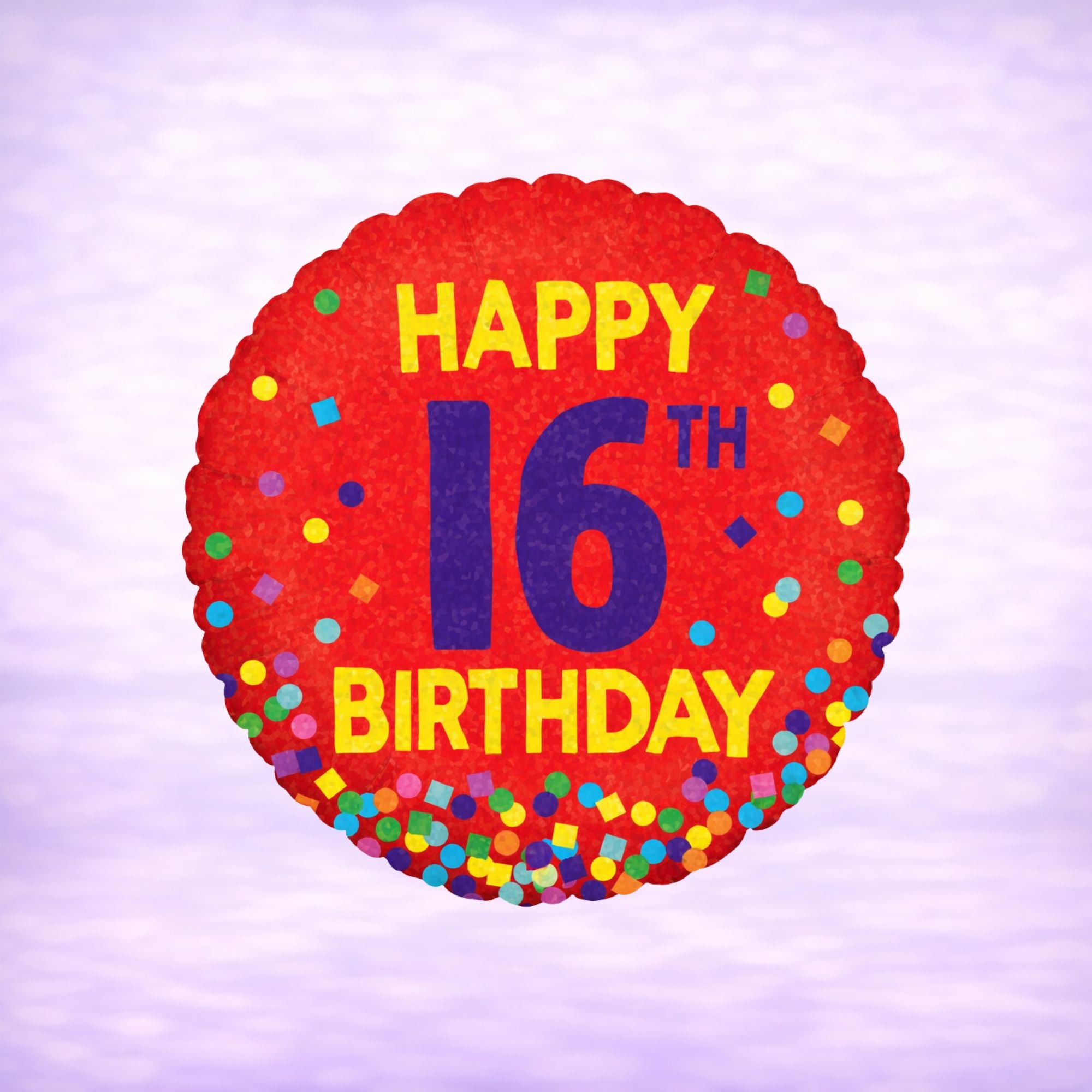 16th Birthday Confetti Holographic Mylar Balloon 18"