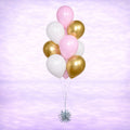 Pink, Gold and White Balloon Bouquet- 10 Balloons