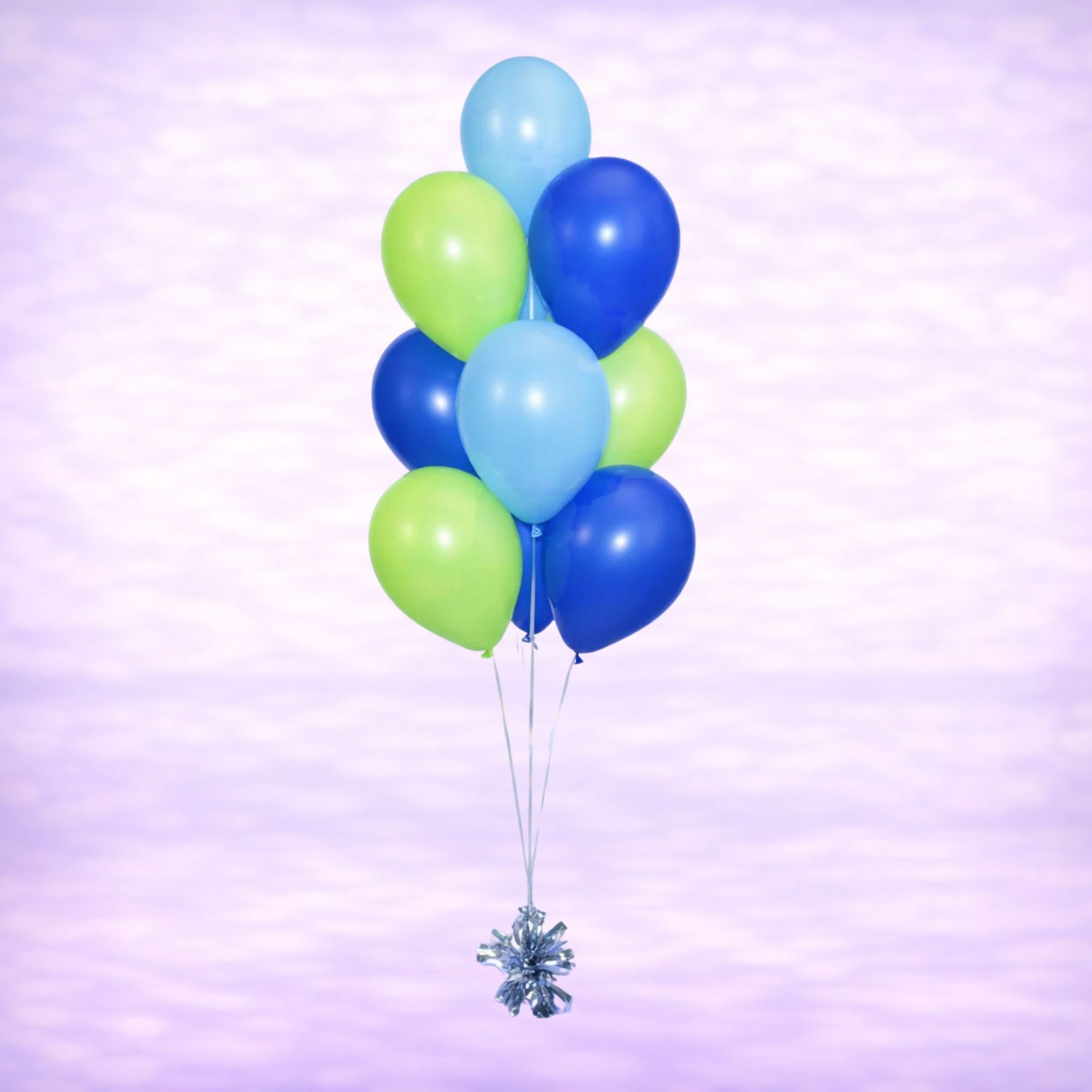 Blue and Green Balloon Bouquet- 10 Balloons