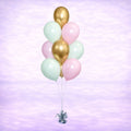 Pink, Mint and Reflex Gold Balloon Bouquet- 10 Balloons