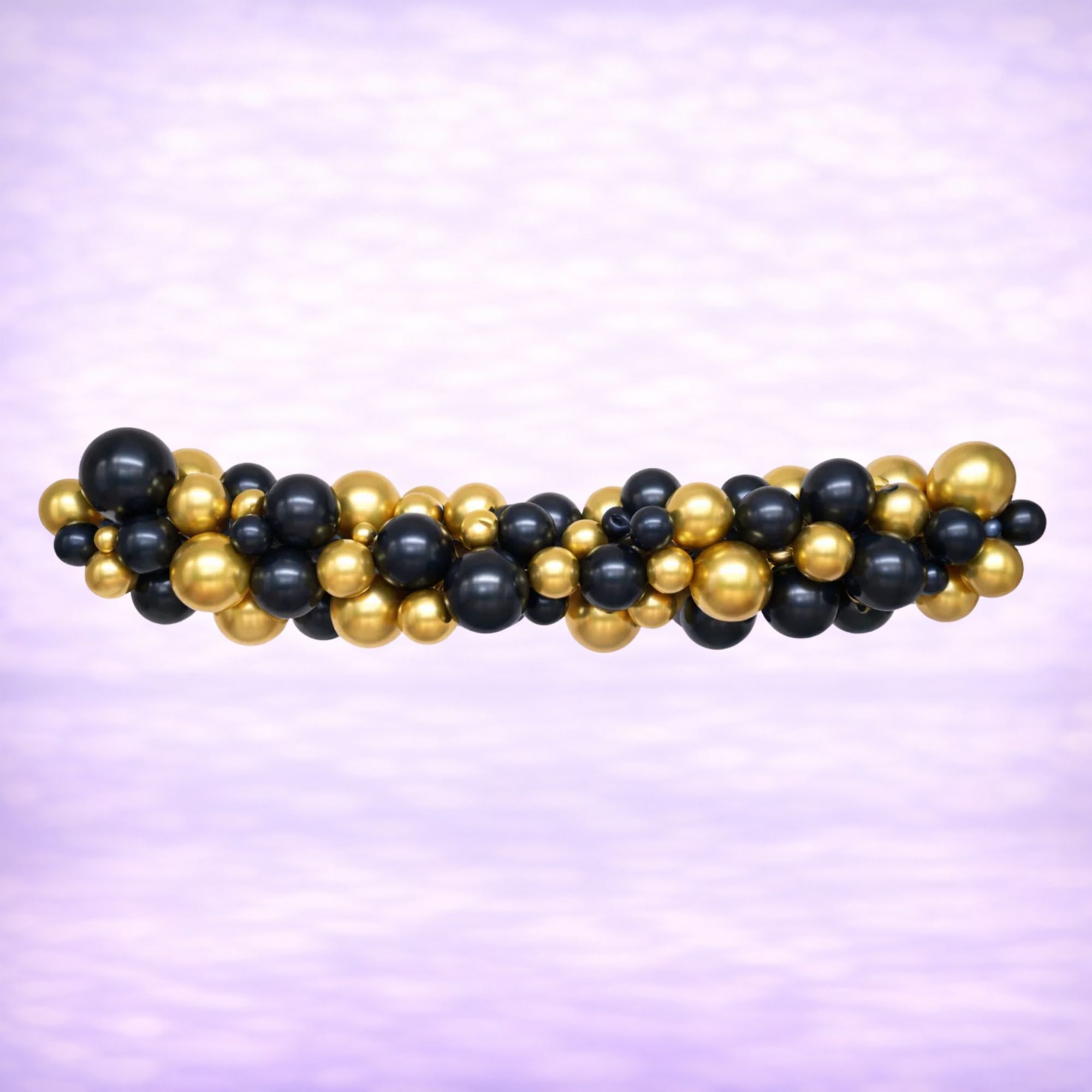 Chrome Gold and Black Balloon Garland Choose Your Size