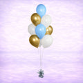 Blue, Gold and White Balloon Bouquet- 10 Balloons