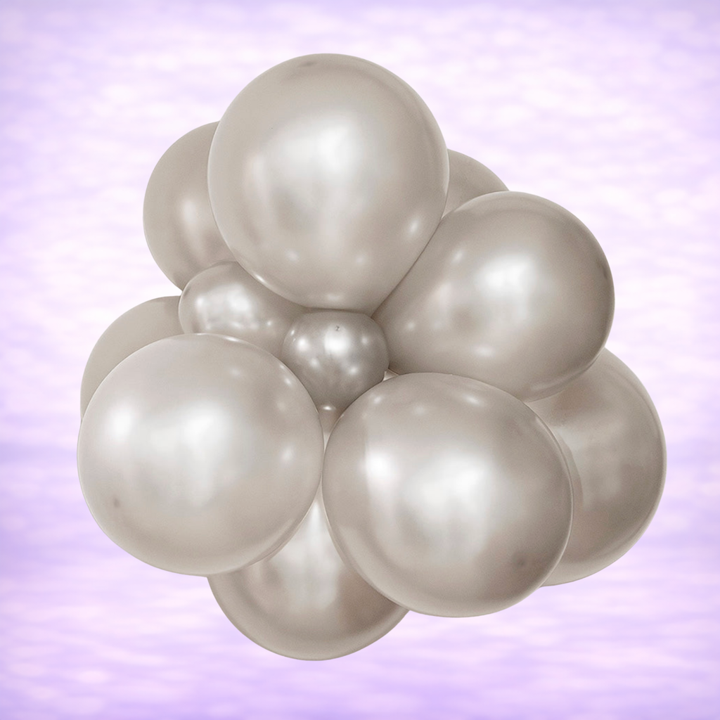 5" Belbal Metallic Silver Latex Balloons 50ct