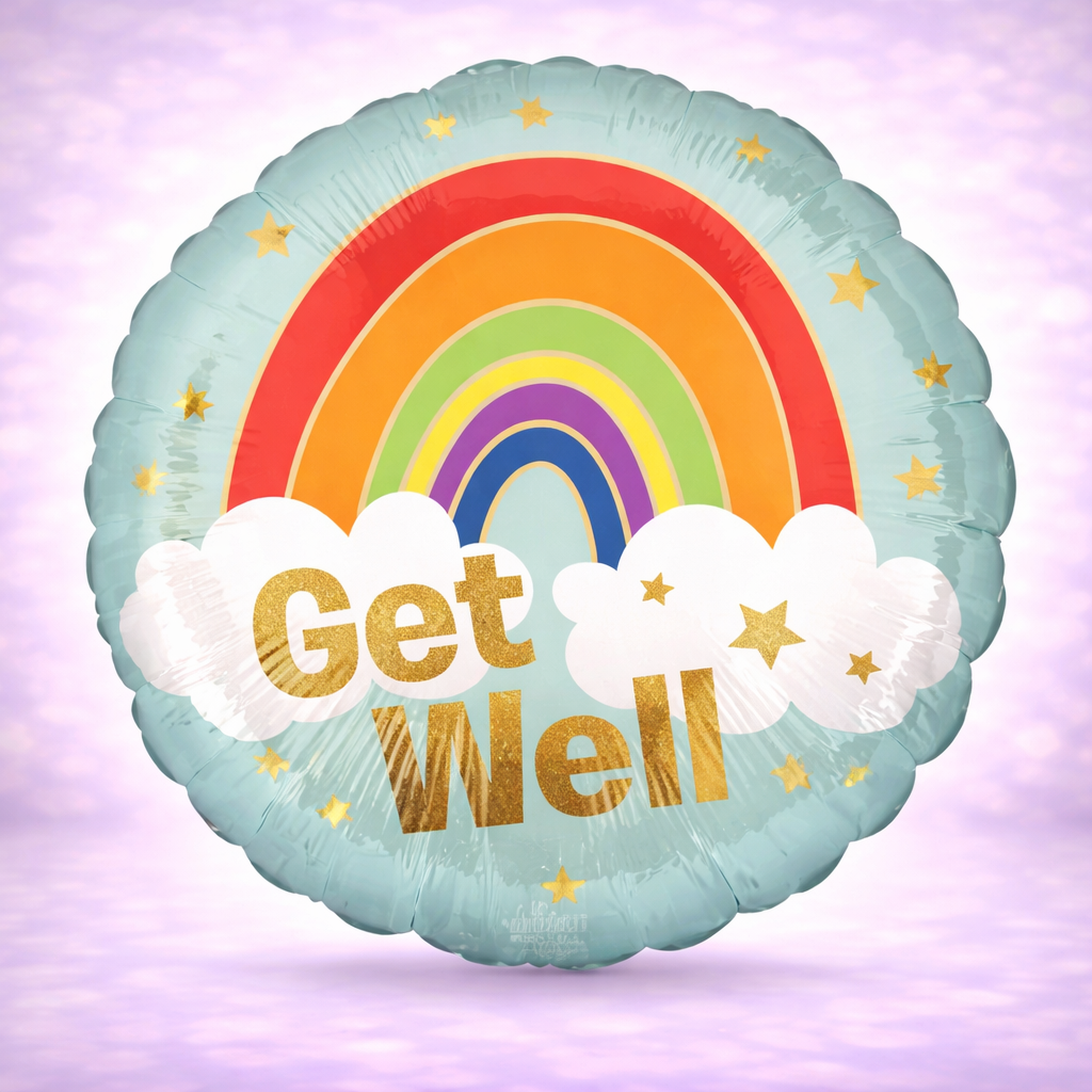 Get Well Golden Rainbow Mylar Balloon
