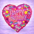 Iridescent Happy Birthday Rainbow Heart Mylar Balloon 18"