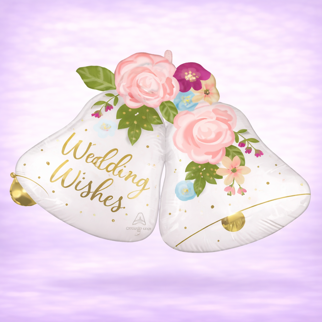 Wedding Wishes Bells Mylar Balloon 33"