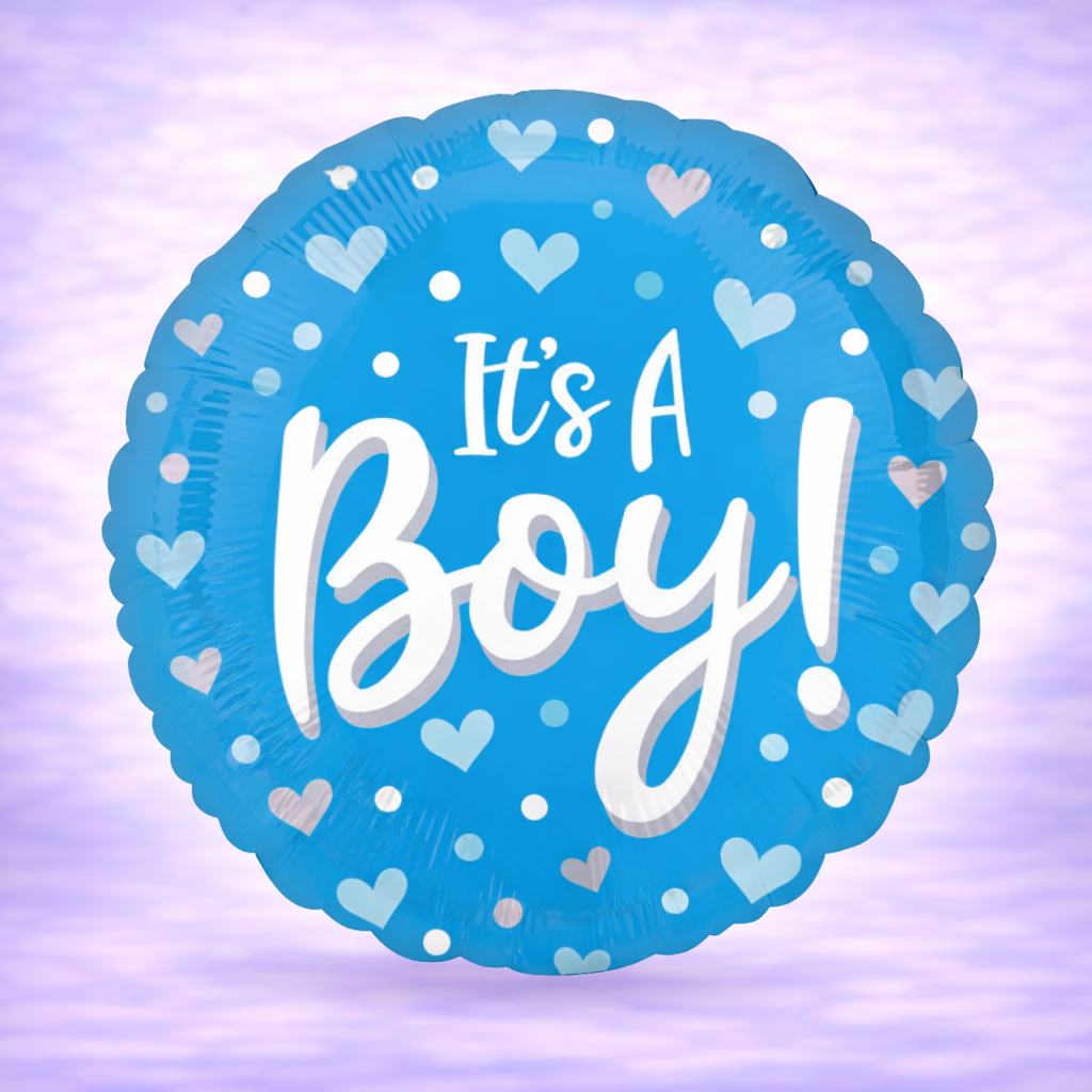 It's a Boy Hearts and Dots Mylar Balloon 17"