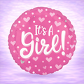 It's a Girl Hearts and Dots Mylar Balloon 17"