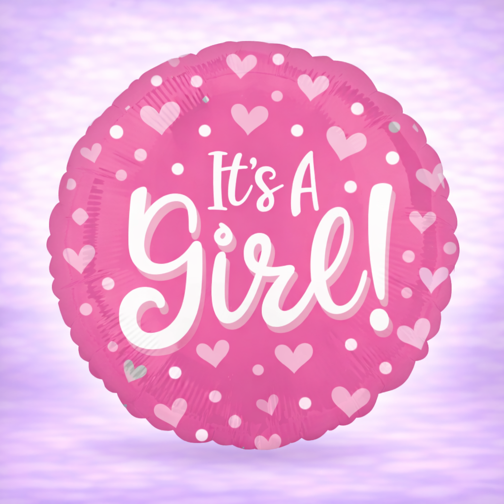 It's a Girl Hearts and Dots Mylar Balloon 17"