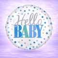 Hello Baby Dots Blue Mylar Balloon 18"