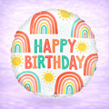 Retro Rainbow Birthday Mylar Balloon 17"