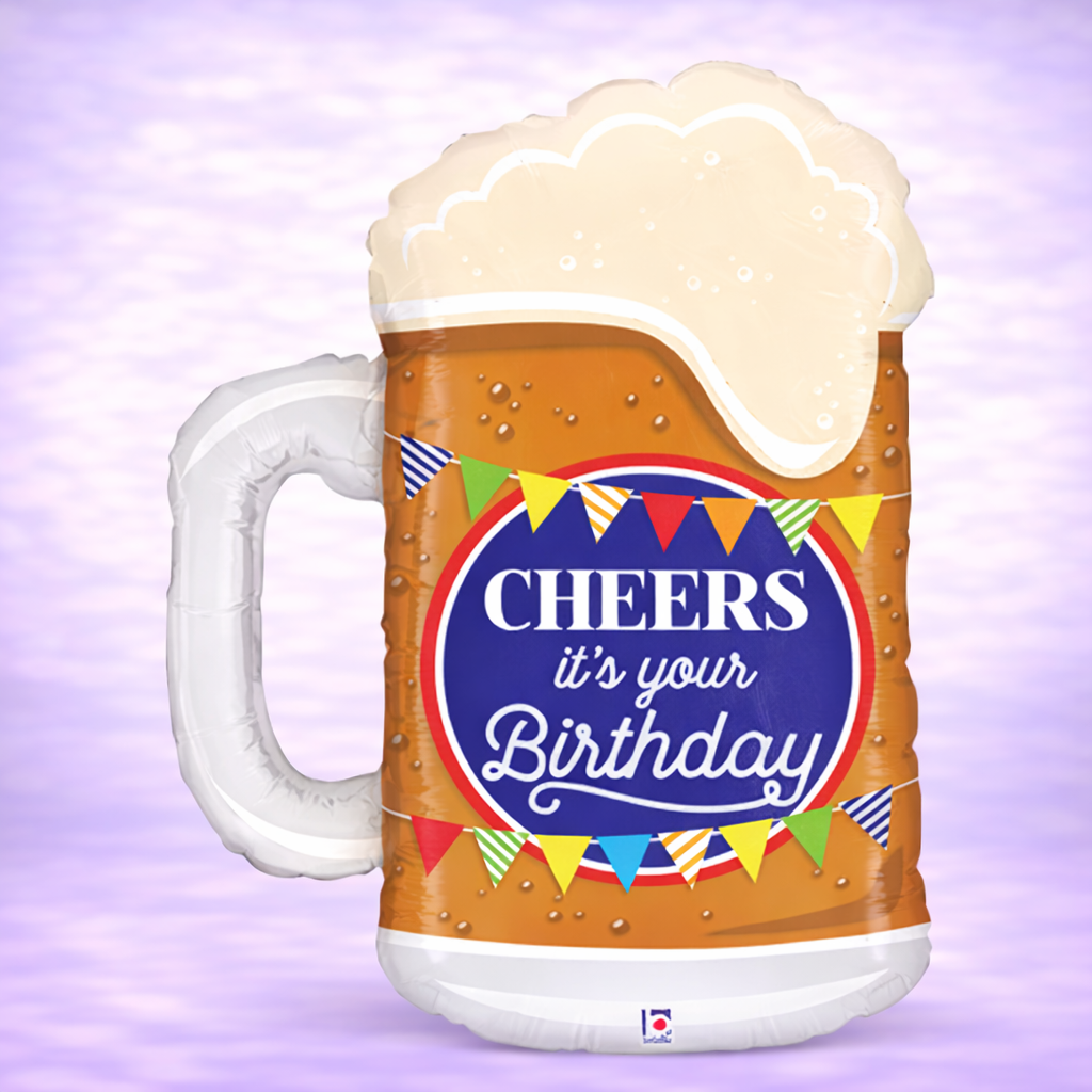 Cheers Birthday Beer Mylar Balloon 34"