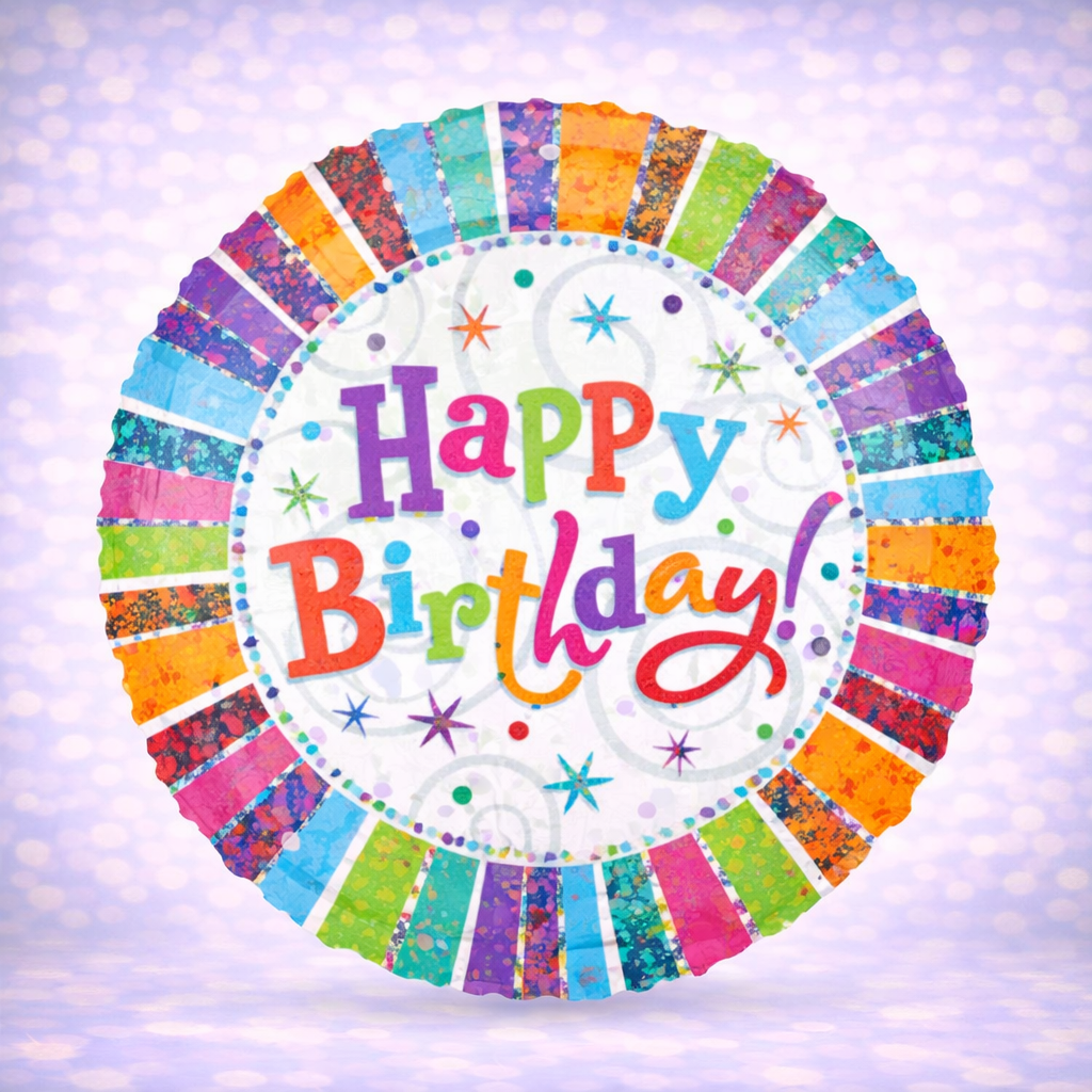 Radiant Birthday Holographic Mylar Balloon 34"