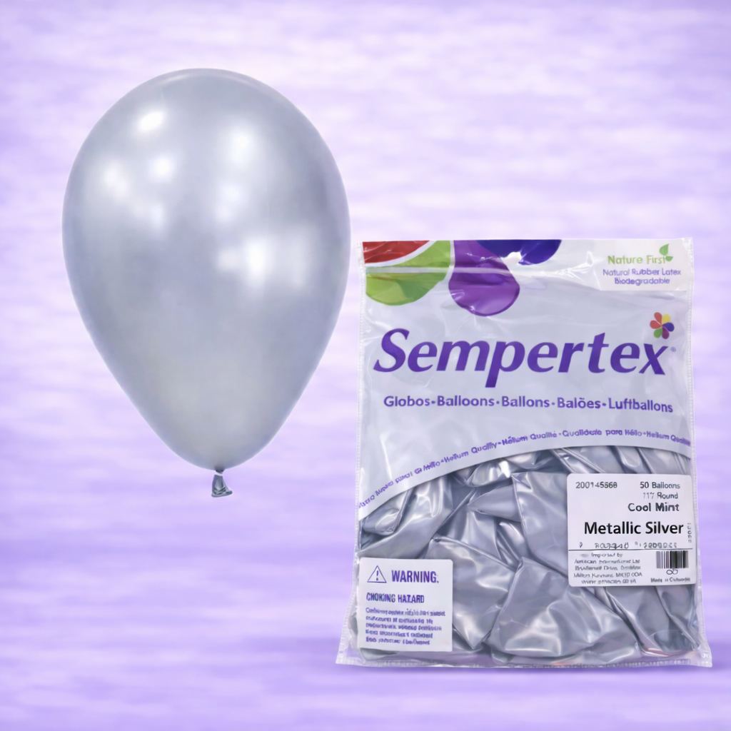 11" Metallic Silver Latex Balloons 25ct