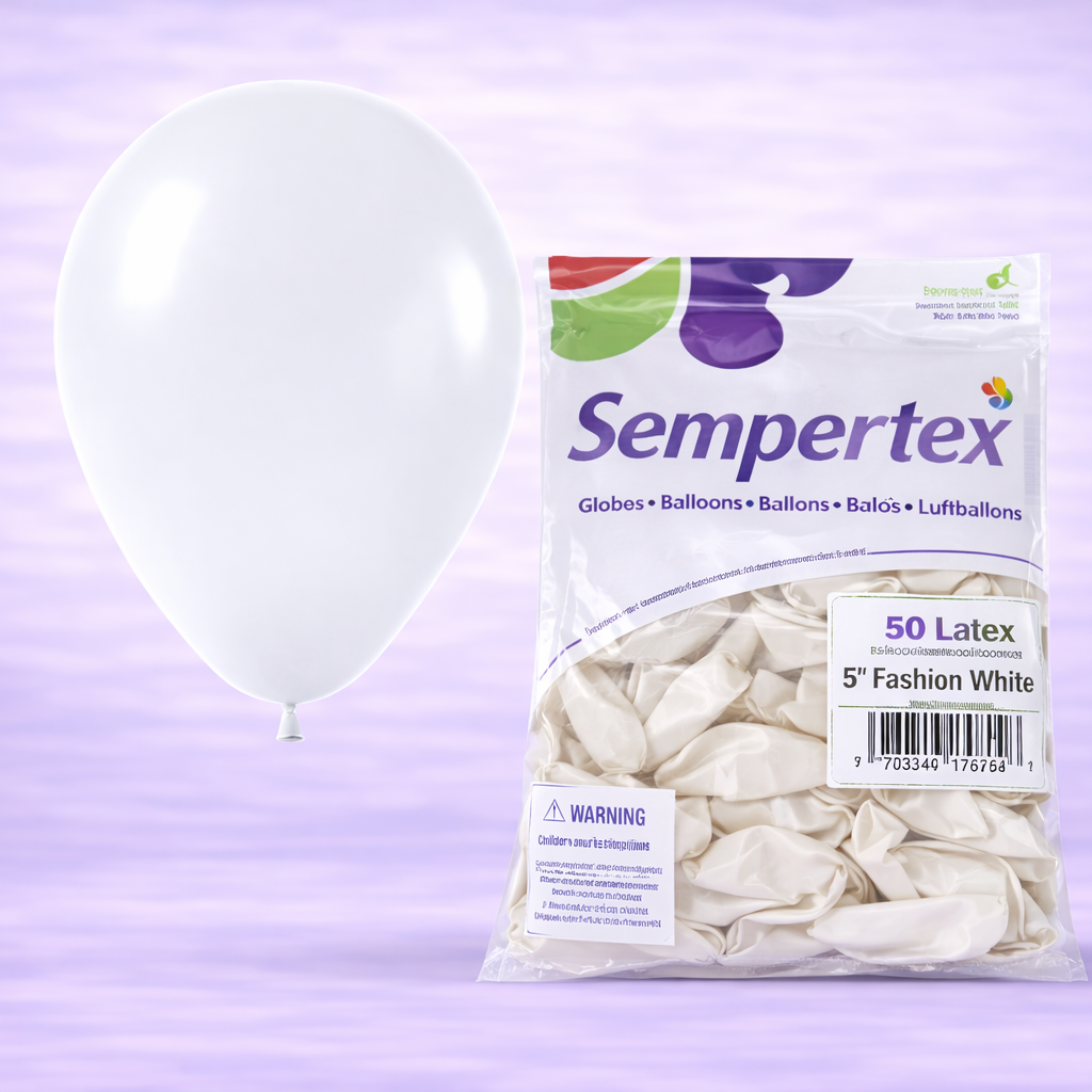 5" Fashion White Latex Balloons 50ct