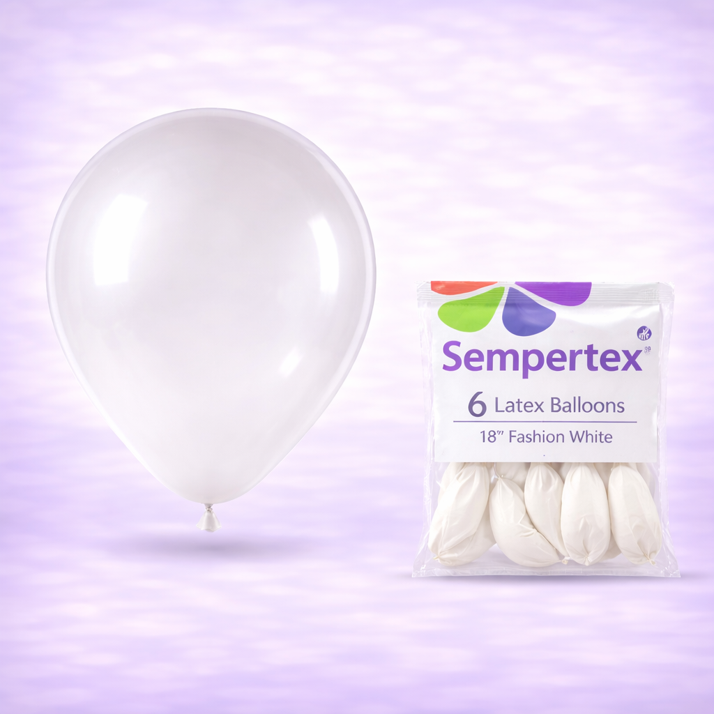 18" Fashion White Latex Balloons 6ct