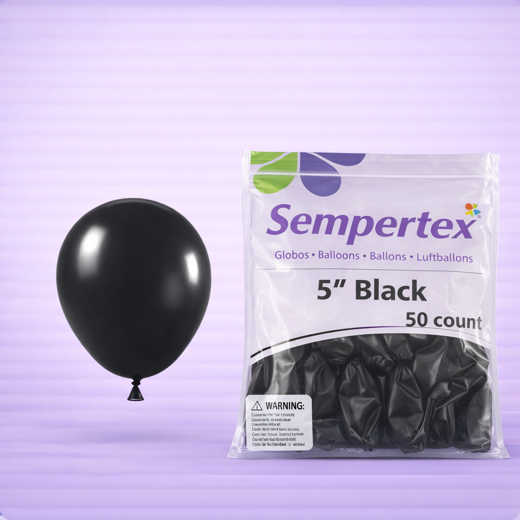 5" Deluxe Black Latex Balloons 50ct