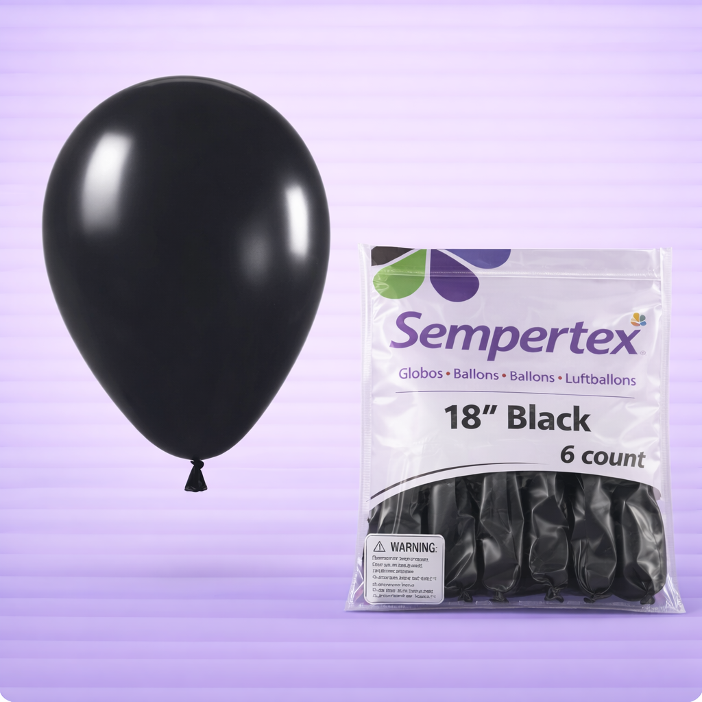 18" Deluxe Black Latex Balloons 6ct