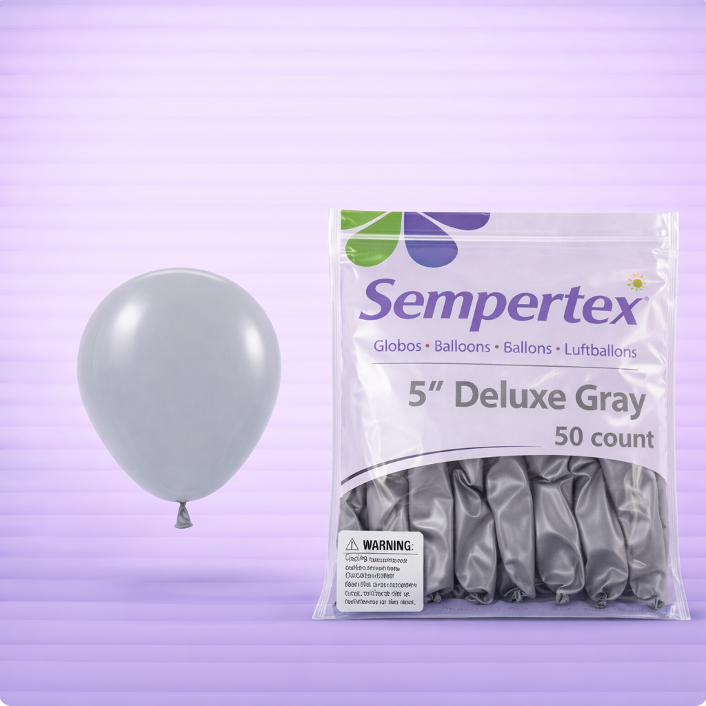 5" Deluxe Grey Latex Balloons 50ct