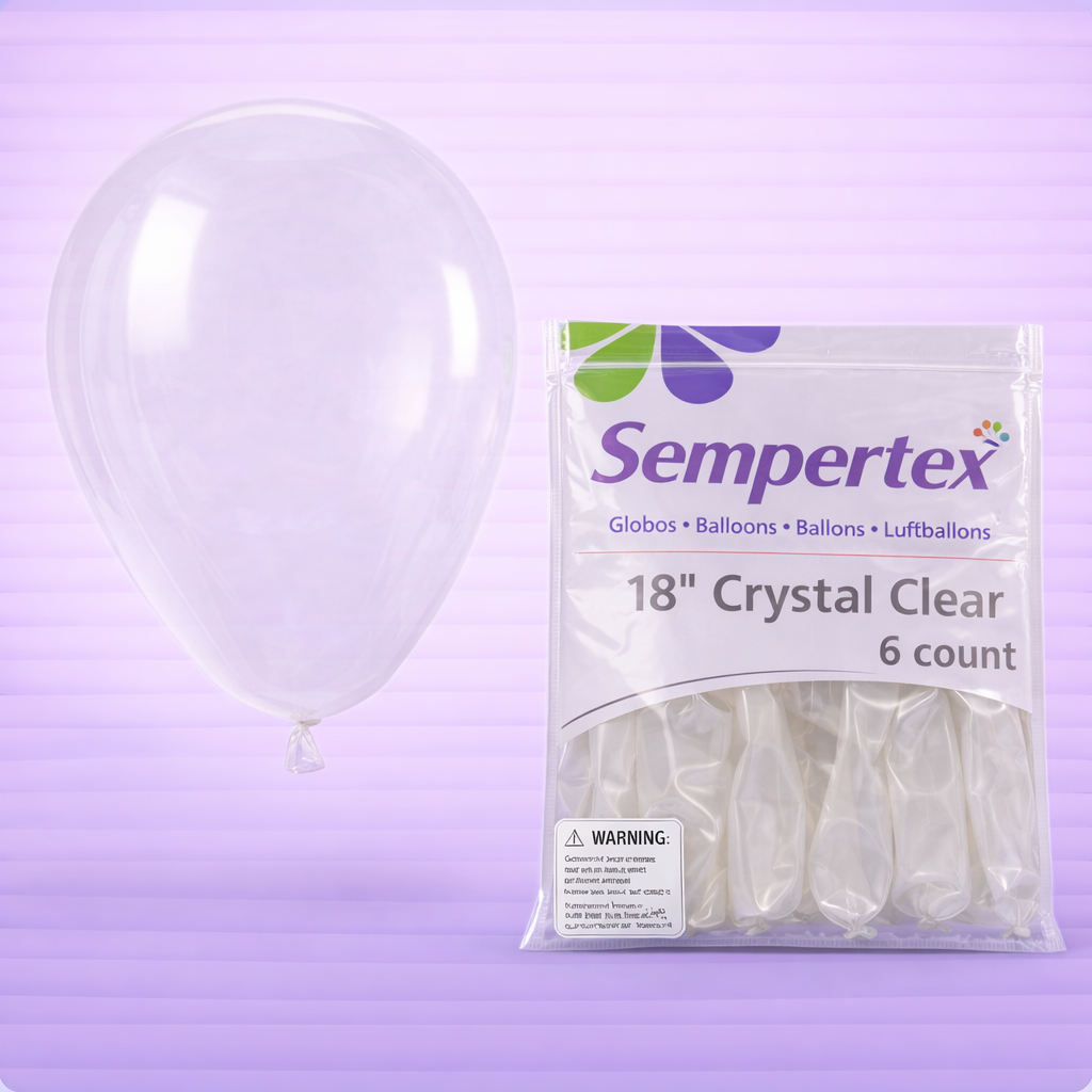 18" Crystal Clear Latex Balloons 6ct