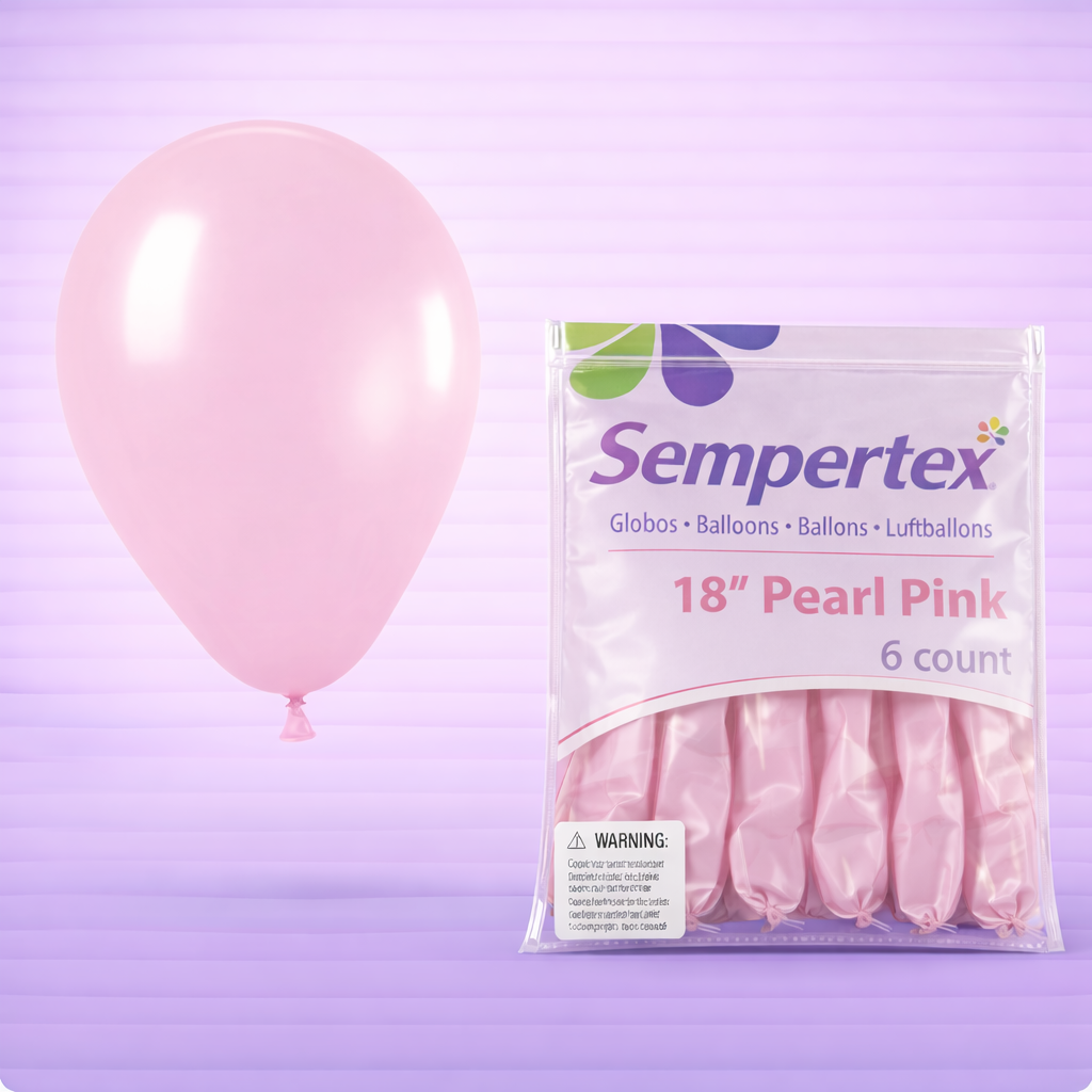 18" Pearl Pink Latex Balloons 6ct