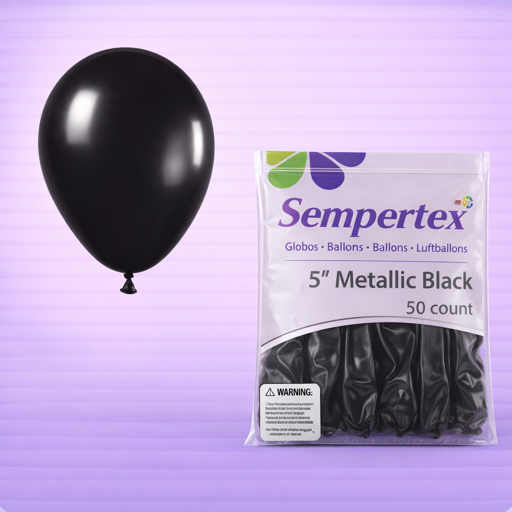 5" Metallic Black Latex Balloons 50ct