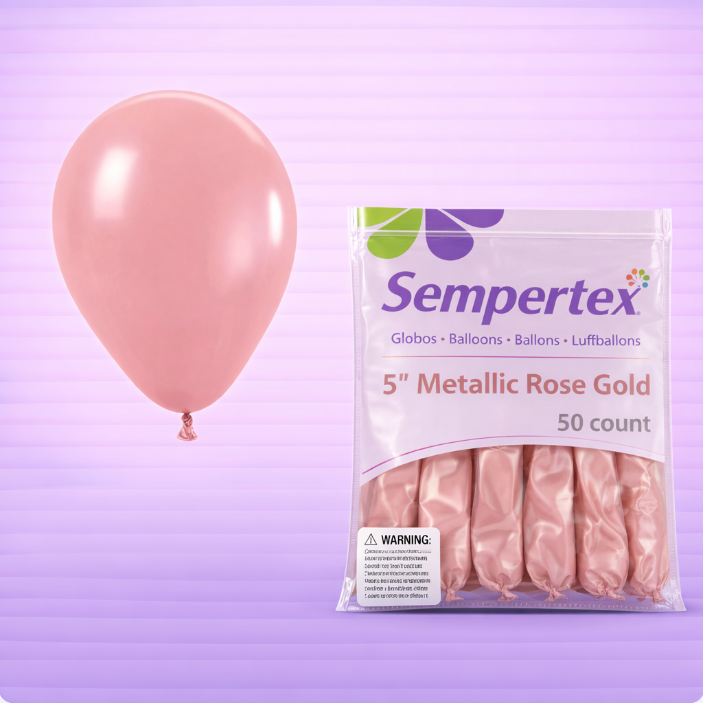 5" Metallic Rose Gold Latex Balloons 50ct