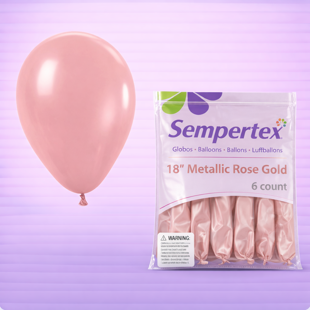 18" Metallic Rose Gold Latex Balloons 6ct