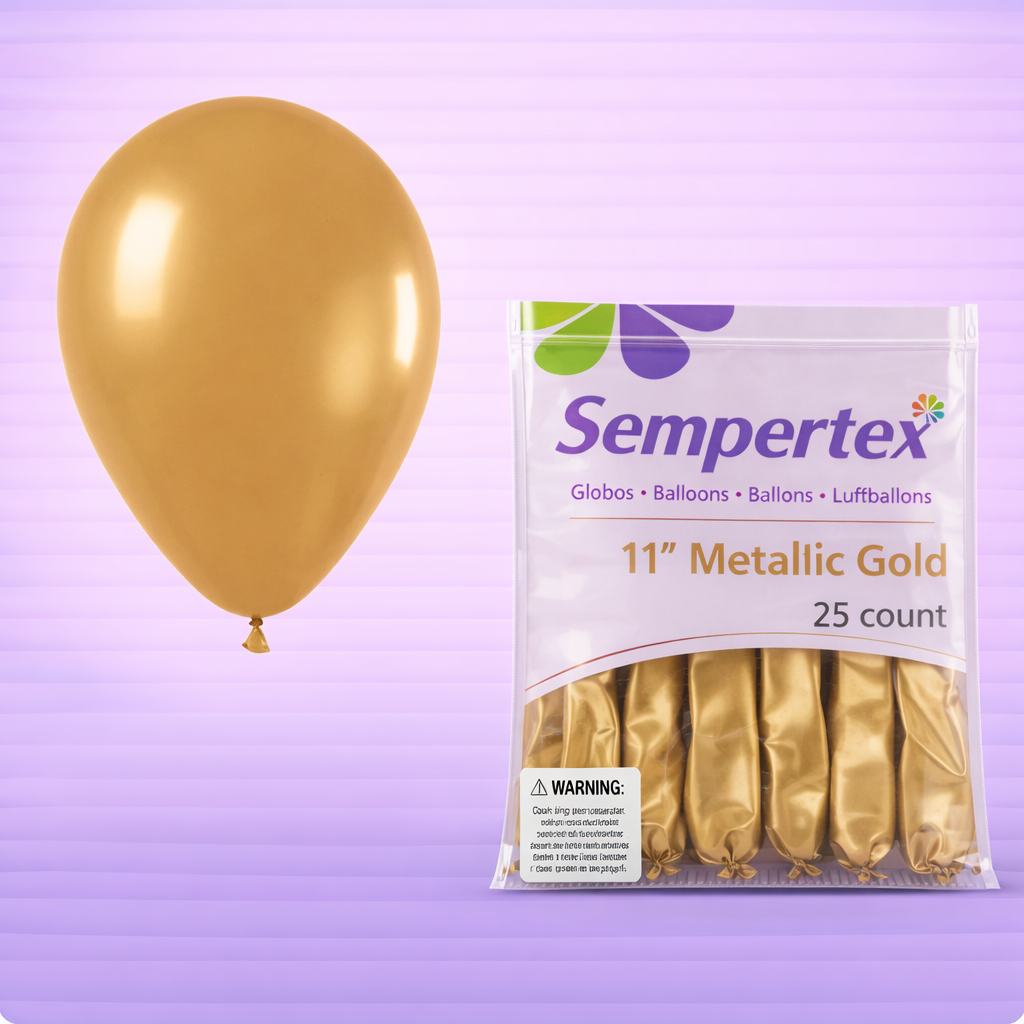 11" Metallic Gold Latex Balloons 25ct