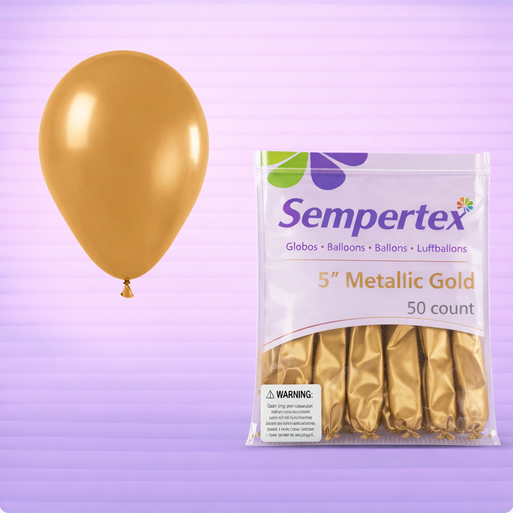 5" Metallic Gold Latex Balloons 50ct