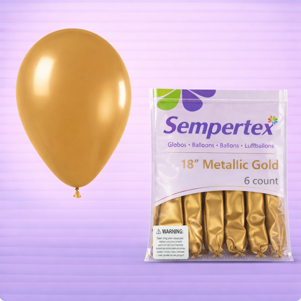 18" Metallic Gold Latex Balloons 6ct