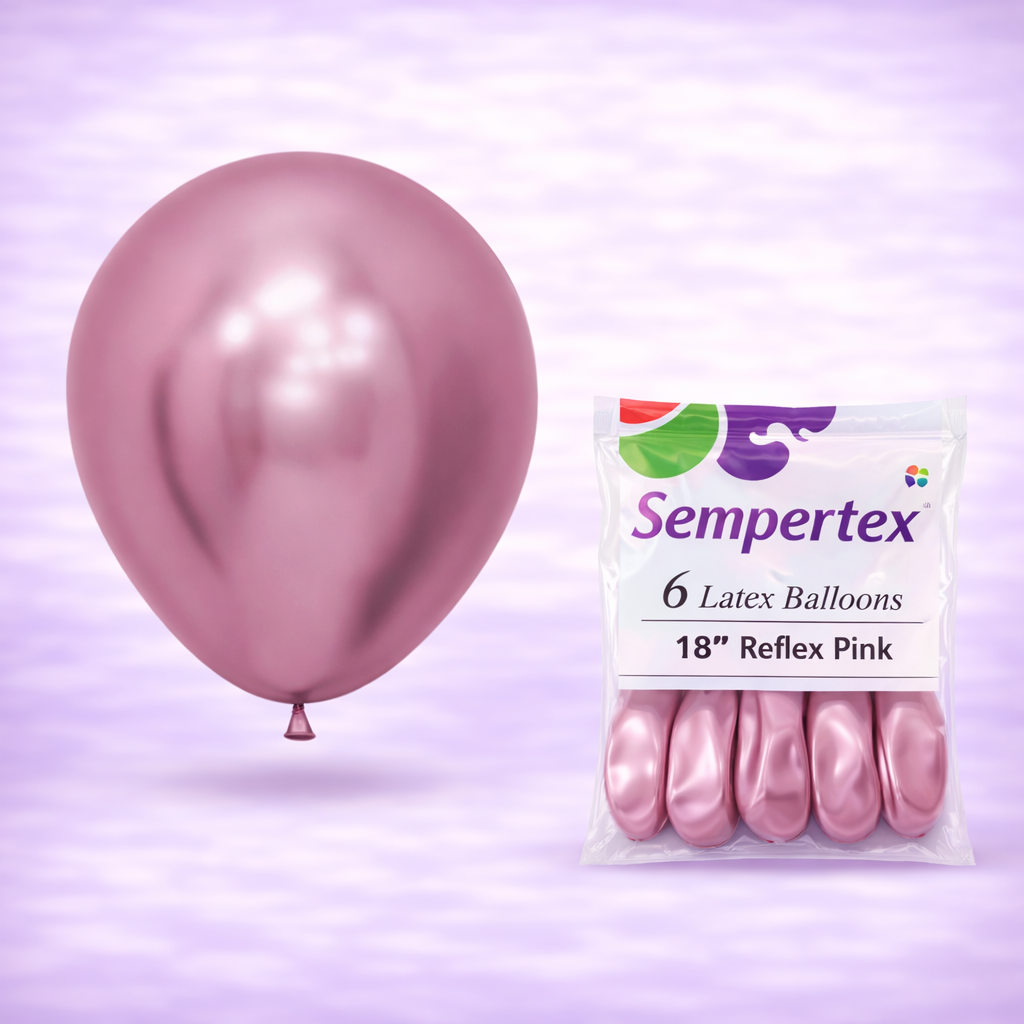 18" Reflex Pink Latex Balloons 6ct