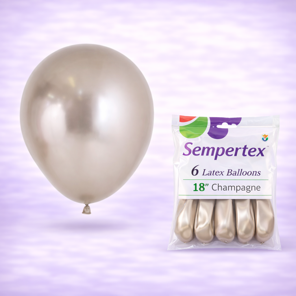 18" Reflex Champagne Latex Balloons 6ct