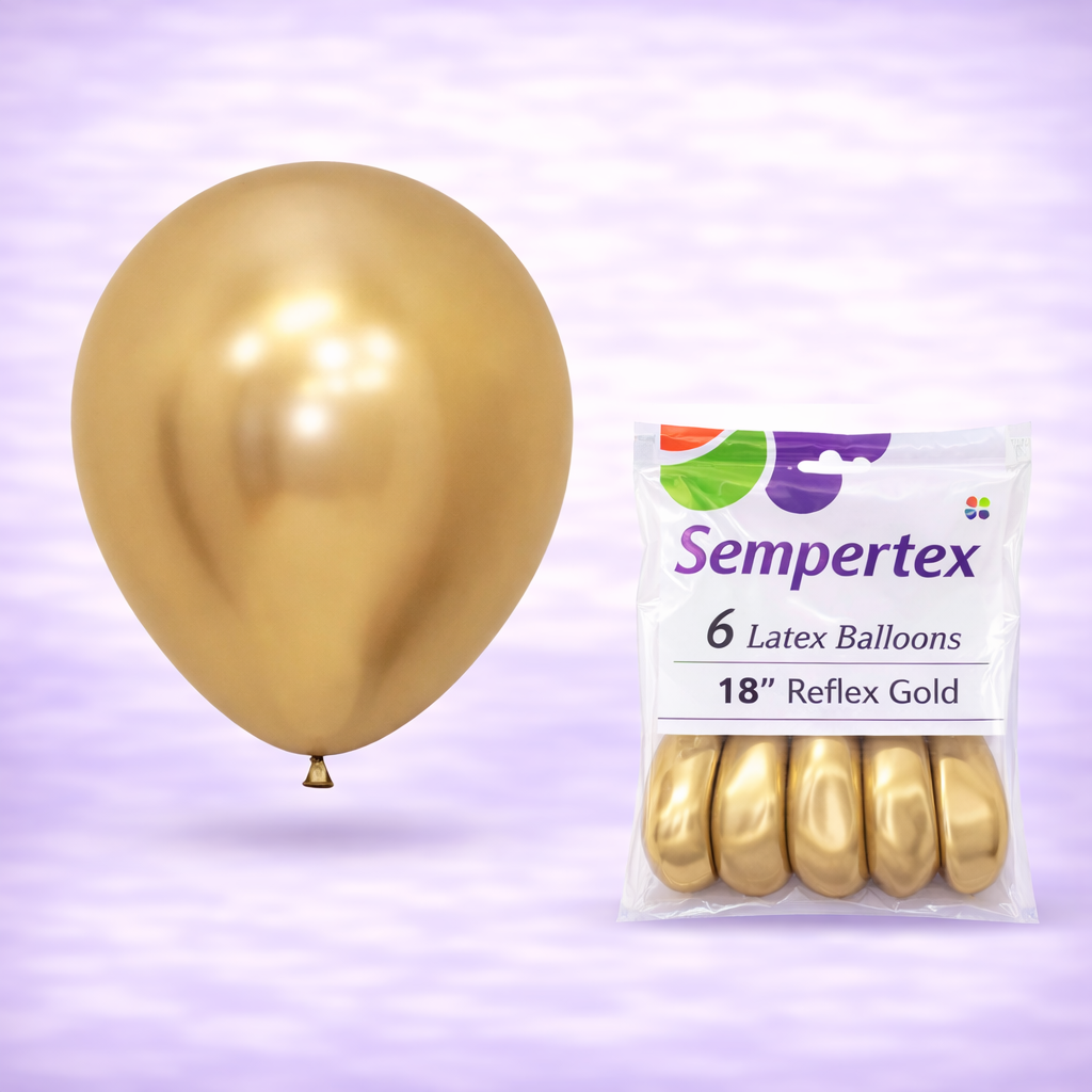 18" Reflex Gold Latex Balloons 6ct