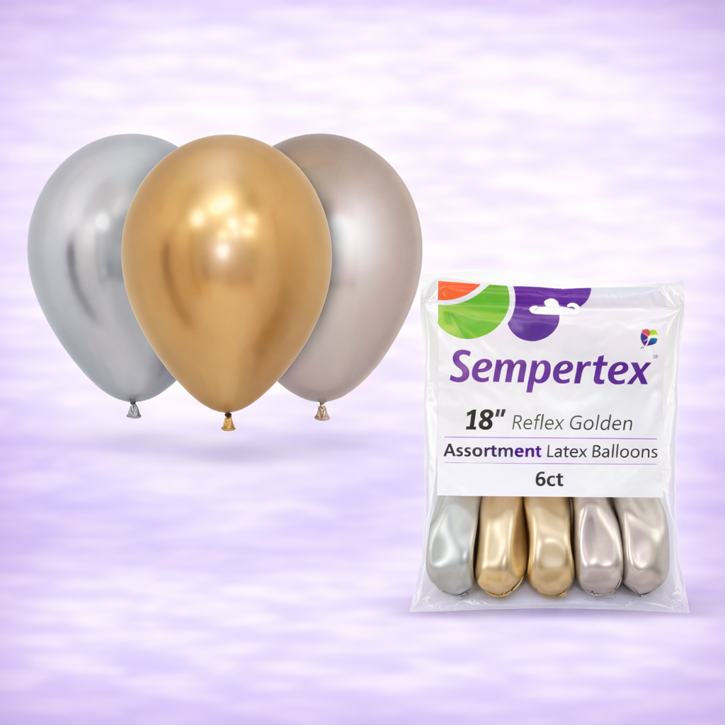 18" Reflex Golden Assortment Latex Balloons 6ct
