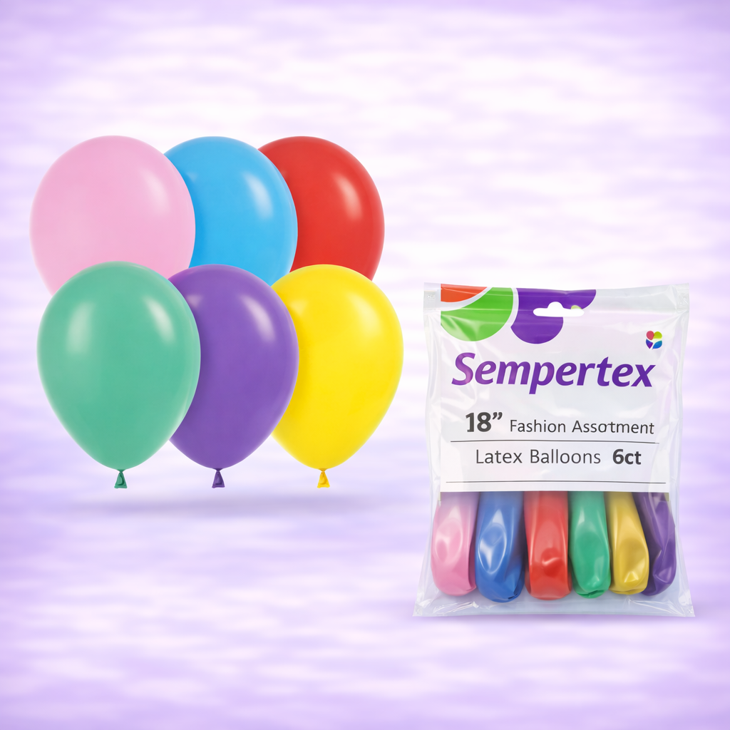 18" Fashion Assortment Latex Balloons 6ct