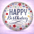 Birthday Satin with Stars Balloon 18"