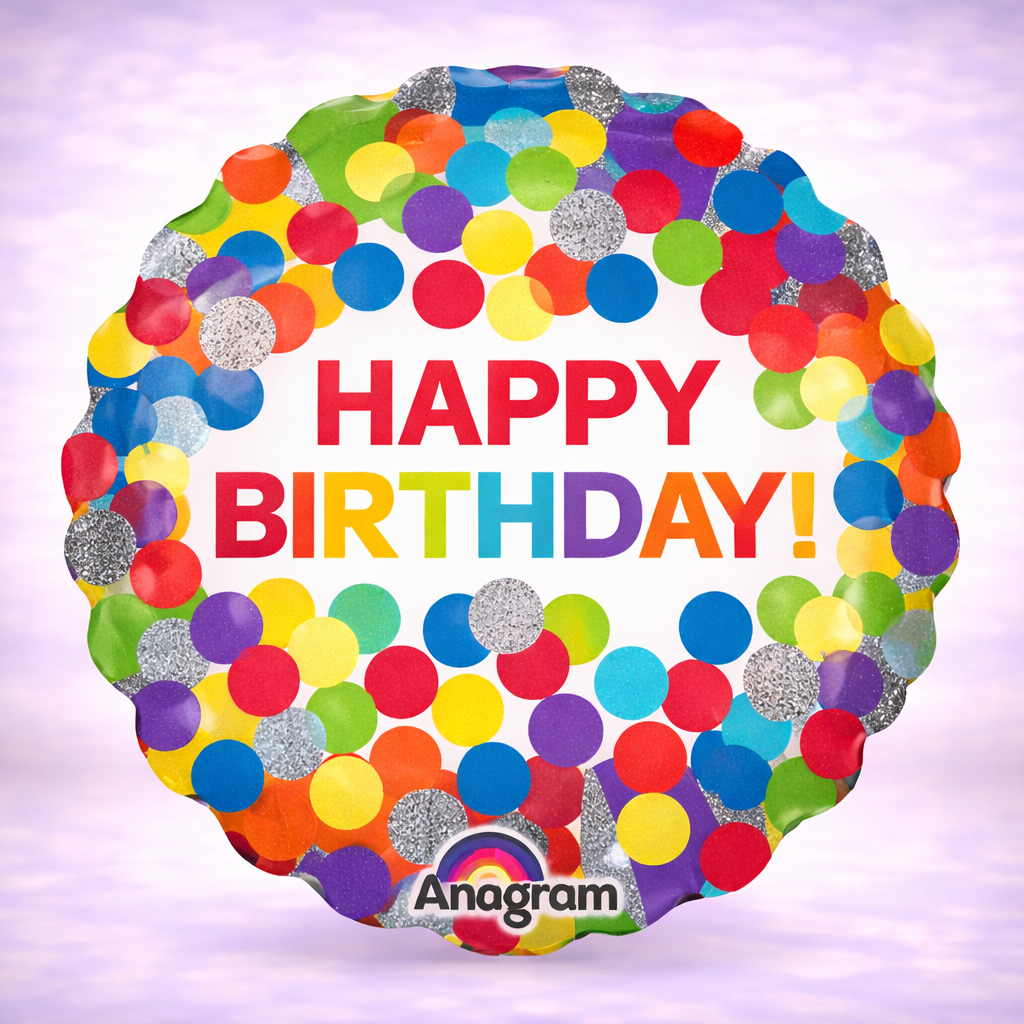 Primary Rainbow Birthday Balloon