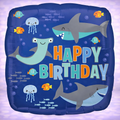 Happy Birthday Sharks Mylar Balloon 17"